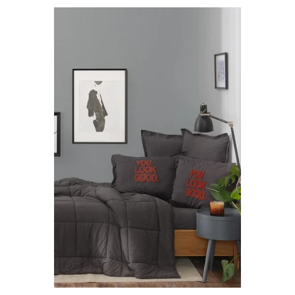 Karaca Home Motto Antrasit Çift Kişilik Cotton Comfort - Görsel 7
