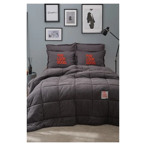 Karaca Home Motto Antrasit Çift Kişilik Cotton Comfort - Görsel 6