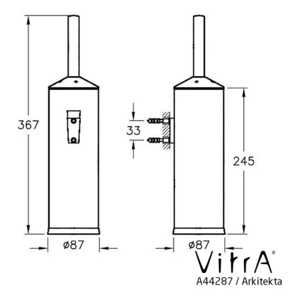 Vitra A44287 Arkitekta Krom Tuvalet Fırçası - Görsel 5