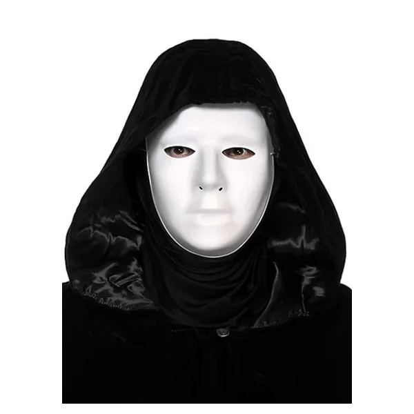Siyah Kapüşonlu 120 Cm Pelerin Ve Beyaz Boyanabilir Tam Yüz Maske - Görsel 4