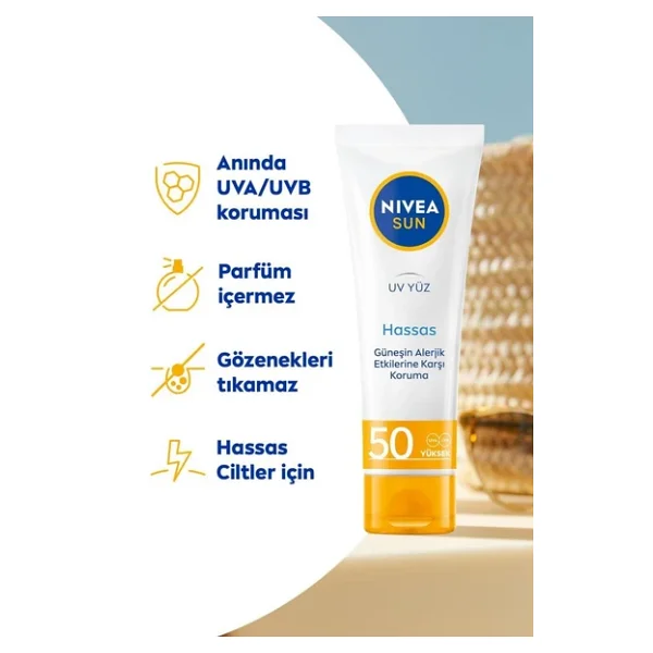 Nivea Hassas Yatıştırıcı 50 ml 50 Faktör Güneş Kremi - Görsel 5