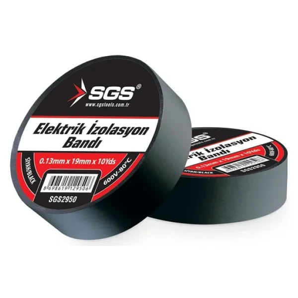Sgs Elektrik İzolasyon Bandı / Siyah / 19mm X 10 Yrd Sgs2950 (10adet) - Görsel 3