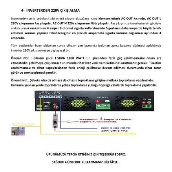Uretech 1.5kva 1.2kw 1200 Watt Tam Sinüs Akıllı 40 A Mppt Inverter 12v-220v Invertör - Görsel 7