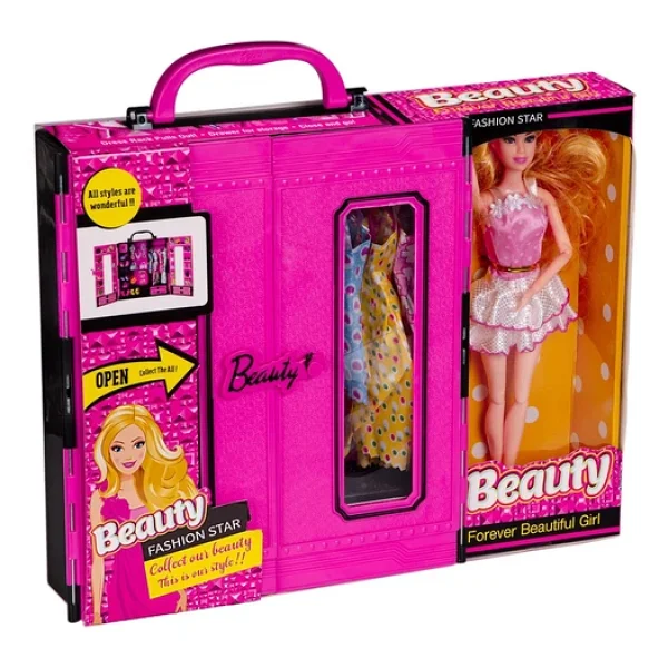 Beauty Aksesuarlı Bebekli Gardırop - Barbie Dolap - Barbie Giysi Dolabı - Barbie Gardırop - Gardrop - Görsel 4