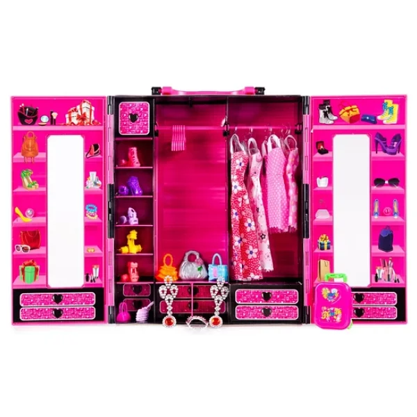 Beauty Aksesuarlı Bebekli Gardırop - Barbie Dolap - Barbie Giysi Dolabı - Barbie Gardırop - Gardrop - Görsel 5