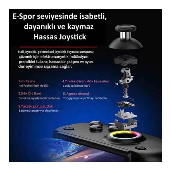 Bsp D8 Pro Ios-Android Akıllı Telefon Tablet Uyumlu Mobil Telefon Tutucu Joystick Gamepad - Görsel 6