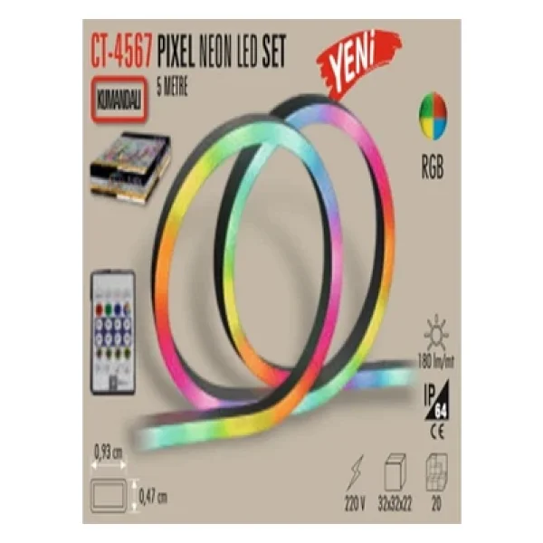 Cata Ct-4567 5 M USB Kumandalı RGB Neon Şerit LED - Görsel 7