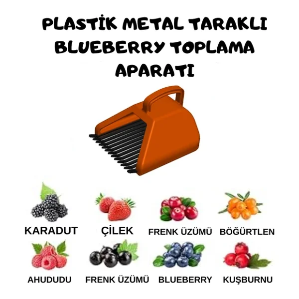 Blue Berry , Aronya , Kuşburnu Ve Meyve Toplama Tarağı Plastik Bsr Garden Turuncu - Görsel 2