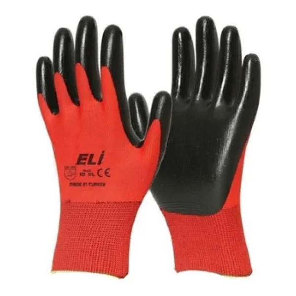 Eli Nitril 007 Iş Eldiveni No:10 XL 1 Adet Kırmızı-Siyah - Görsel 3