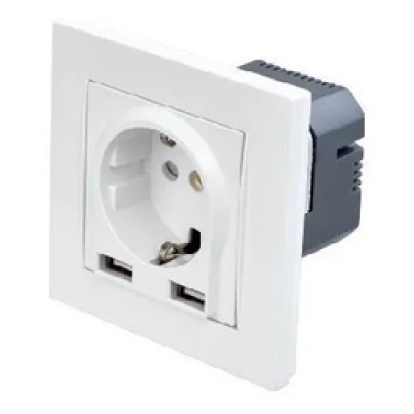 Cata Ct-3004 2 Usb'li Sıva Altı Çerçeveli Ç.K Topraklı Priz - Görsel 2