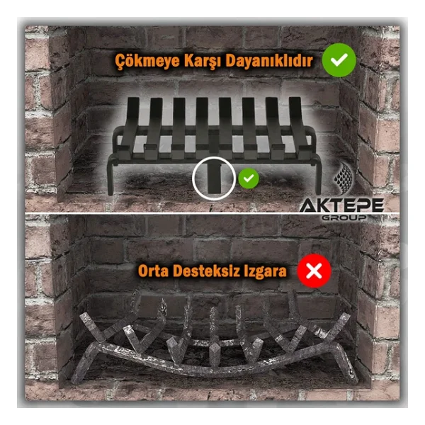 48 Cm X 32 Cm 8 Çubuklu Ekstra Şömine Izgarası Dar Gözlü Izgara - Görsel 5