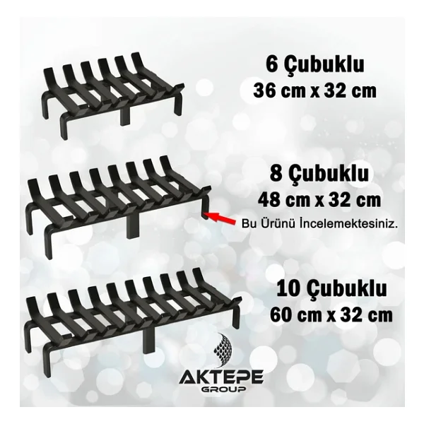 48 Cm X 32 Cm 8 Çubuklu Ekstra Şömine Izgarası Dar Gözlü Izgara - Görsel 4