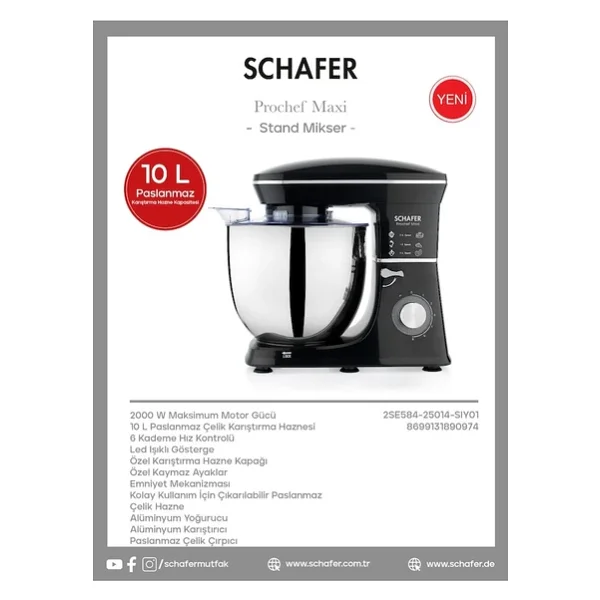 Schafer Prochef Maxi 2000 W 10 Lt Stand Mikser - Görsel 4