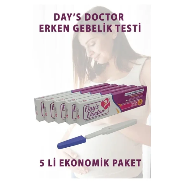 Days Doctor Erken Hızlı Gebelik-Hamilelik Testi Day's Doctor Pratik Hijyenik %99,8 5 Adet - Görsel 2