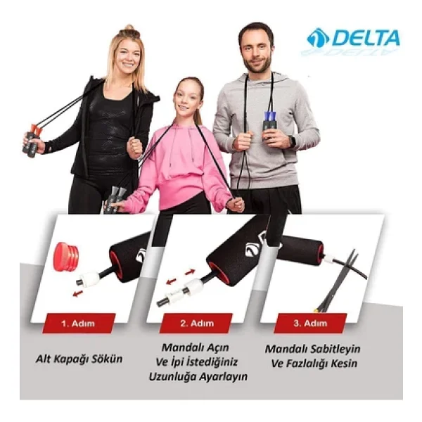 Delta Deluxe Sünger Tutamaçlı Rulmanlı Ayarlanabilir Atlama İpi - Görsel 4