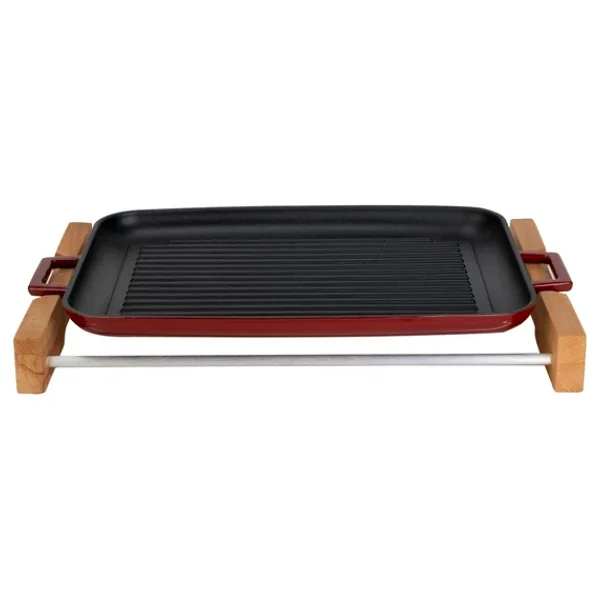 Lava Ahşap Standlı 31x42 Cm Demir Döküm Izgara Tepsi - Görsel 3
