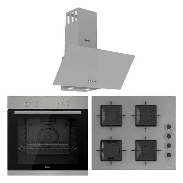 Ferre XE61MDV - SS208 - D088 4 Prog. Mekanik Statik XL 78 Litre Ankastre Set - Gri