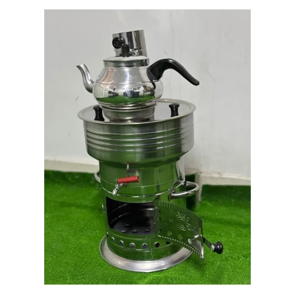 Sobapark Odunlu Kömürlü Çay Semaveri Odunlu Kömürlü Semaver Tek Musluklu Semaver 7 Litre Demlik 1 Litre - Görsel 3