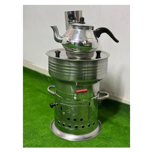 Sobapark Odunlu Kömürlü Çay Semaveri Odunlu Kömürlü Semaver Tek Musluklu Semaver 7 Litre Demlik 1 Litre - Görsel 4