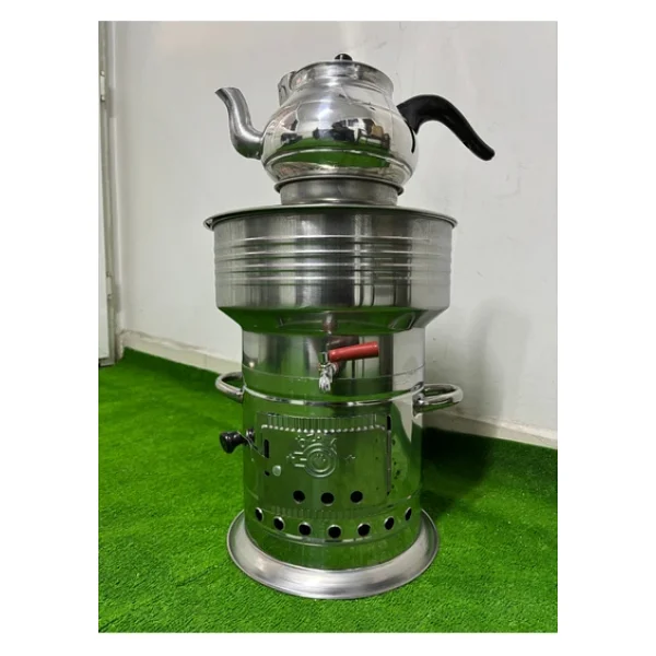 Sobapark Odunlu Kömürlü Çay Semaveri Odunlu Kömürlü Semaver Tek Musluklu Semaver 7 Litre Demlik 1 Litre - Görsel 5