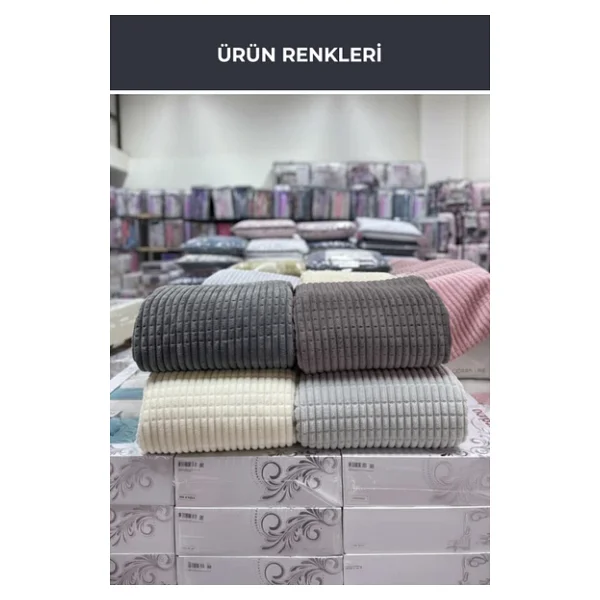Merinos Modern Line 3 Parça Battaniye Seti - Mürdüm - Görsel 7