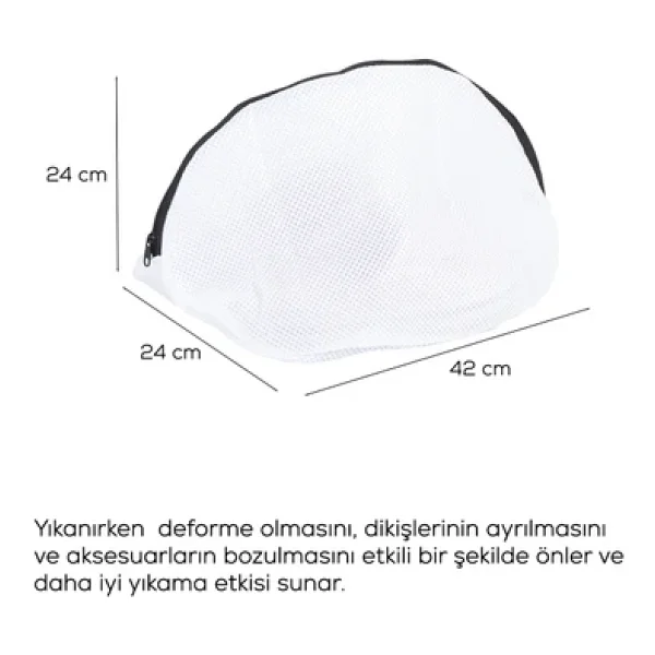 Porsima 3133 Çamaşır Yıkama Filesi Fermuarlı Bölmeli Ayakkabı Yıkama Filesi Deforme Önleyici Torba File Beyaz - Görsel 7