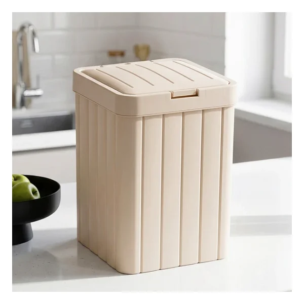 Porsima G-853 Linny Kare Çöp Kutusu Banyo Mutfak Çöp Kovası Kapaklı Banyo Çöp Kovası 10lt - Görsel 4