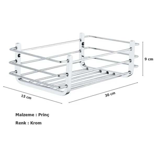 Tema Yatay Prinç Süngerlik Şampuanlık Krom Paslanmaz 30x15 Cm - Görsel 4