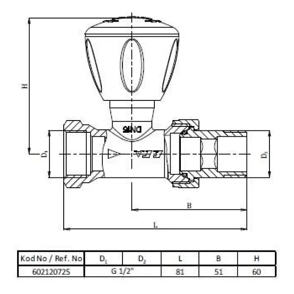 E.C.A. Rv3 602120725 1/2" Düz Radyatör Vanası - Görsel 7