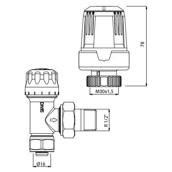 E.C.A. Rv3 602120549 1/2" Köşe Termostatik Radyatör Vanası - Görsel 4
