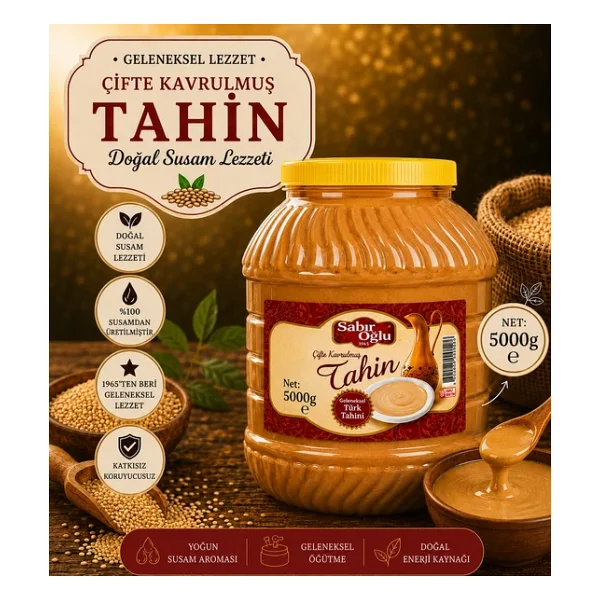 Sabıroğlu Bozkır Tahini 5000 Gr Siyah Tahin Çifte Kavrulmuş Tahin - Görsel 3
