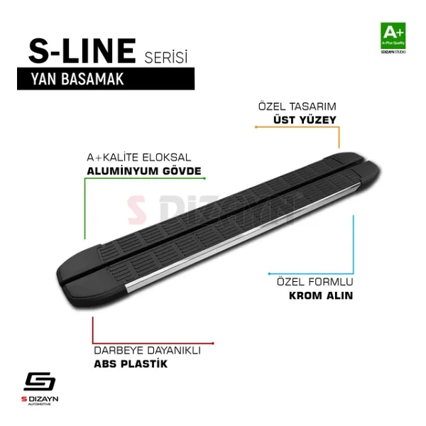S-Dizayn Peugeot Partner 2 Tepee S-Line Krom Yan Basamak 193 Cm 2008-2018 A+ Kalite - Görsel 9