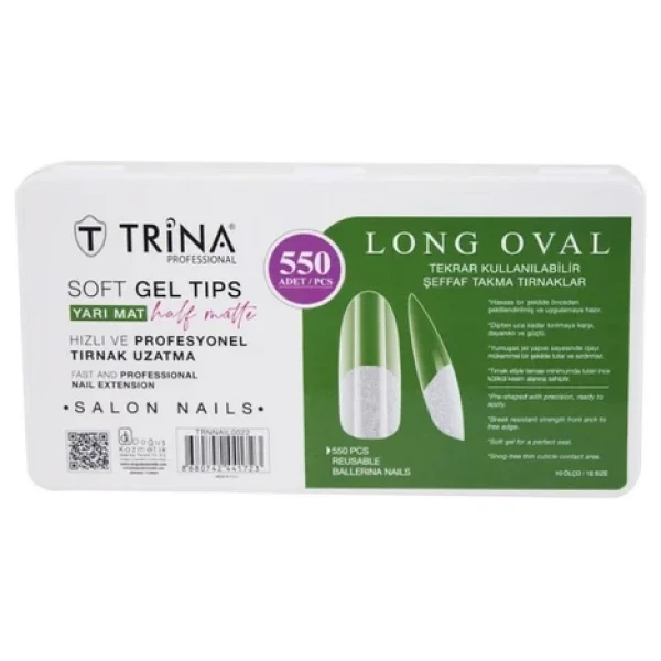 Trina Yarı Mat Soft Jel Takma Tırnak Long Oval 550 Adet Trnnaıl0022 - Görsel 3