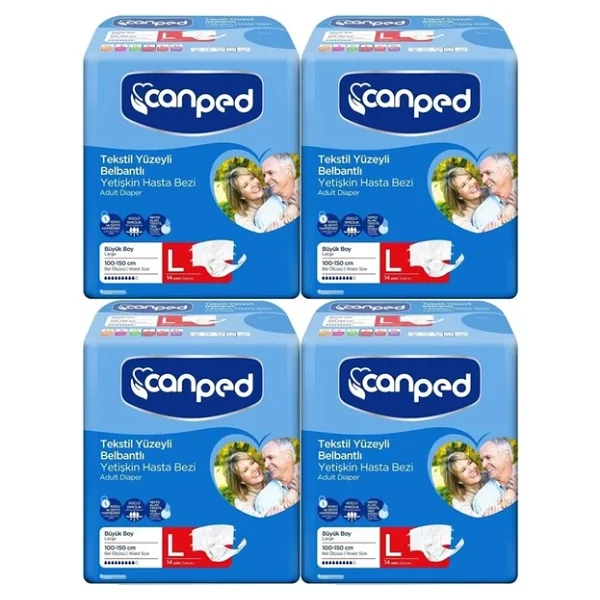 Canped Tekstil Yüzeyli Belbantlı Büyük Boy L 14'lü 4 Adet Hasta Bezi - Görsel 6