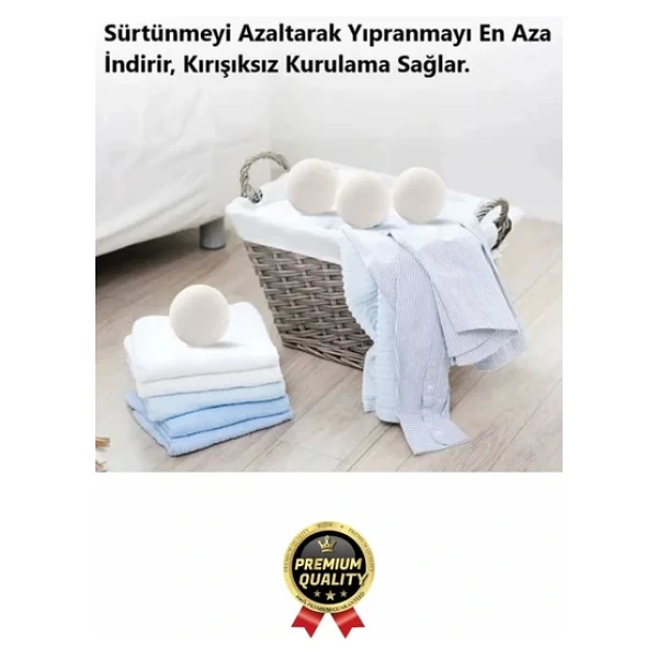 Sürtünme Engellen Kırışıklık Azaltıcı Çabuk Kuruma Yün Çamaşır Makinesi Kurutma Topu Yumuşatıcı 3'lü - Görsel 3