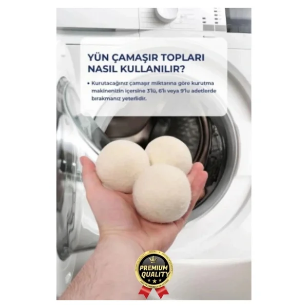 Sürtünme Engellen Kırışıklık Azaltıcı Çabuk Kuruma Yün Çamaşır Makinesi Kurutma Topu Yumuşatıcı 3'lü - Görsel 2