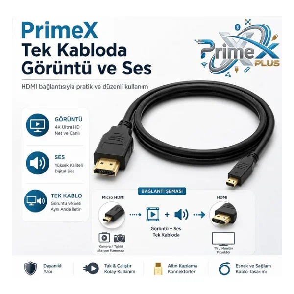PrimeX PX-1121-5 Full HD 5 m HDMI Kablo - Görsel 8
