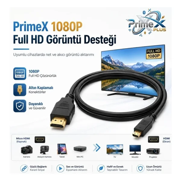 PrimeX PX-1121-5 Full HD 5 m HDMI Kablo - Görsel 4