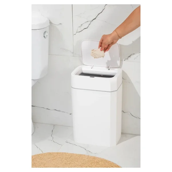 Porsima Me02 Hareket Sensörlü Sessiz Kapatma Çöp Kutusu Banyo Mutfak Çöp Kovası Kapaklı Banyo Çöp Kovası 18lt - Görsel 6