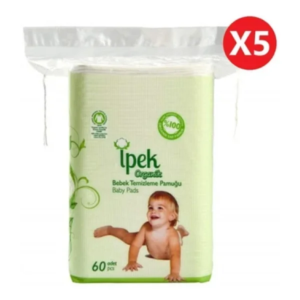İpek Organik 60'lı 5 Paket Bebek Temizleme Pamuğu - Görsel 3