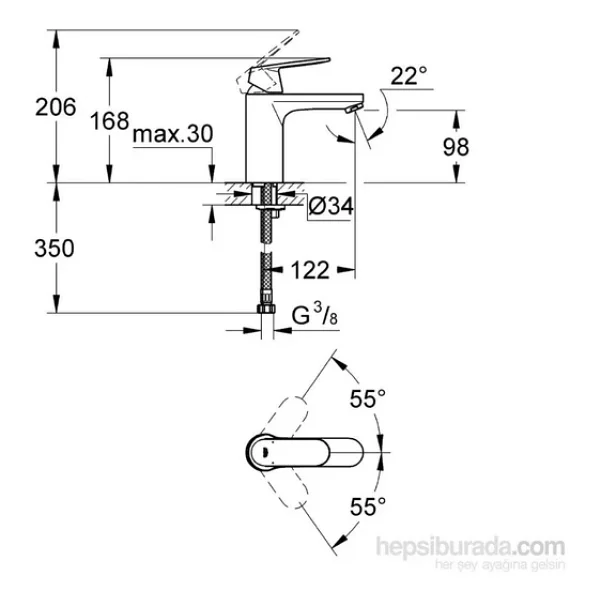 Grohe Eurosmart Cosmo 23327000 Tek Kumandalı Lavabo Bataryası - Görsel 6