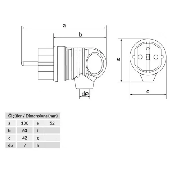 Bemis 1x16a 220v Kauçuk Kulplu Eğik Fiş - Görsel 4