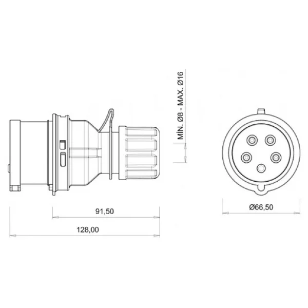 Bemis Cee Norm 5x16a 380v Ip44 Düz Fiş - Görsel 4