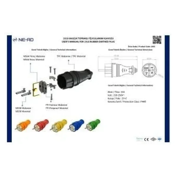 Ne-Ad Kauçuk Erkek Fiş 1x16a 4001 - Görsel 7
