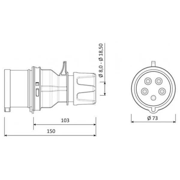 Bemis Cee Norm 5x32a 380v Ip44 Düz Fiş - Görsel 4