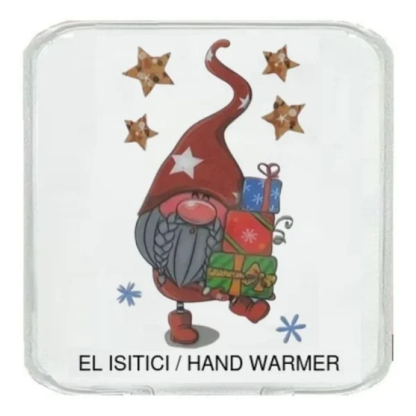 Yıldızlı Noel Cücesi Cep Sobası,El Isıtıcı,Sıcak Su Torbası Pvc 10x9,5cm - Görsel 2