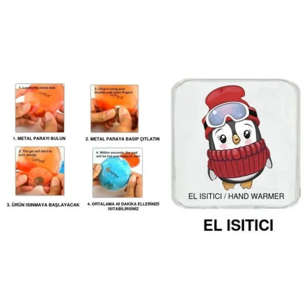 Bereli Penguen Cep Sobası,El Isıtıcı,Sıcak Su Torbası Pvc 10x9,5cm - Görsel 6