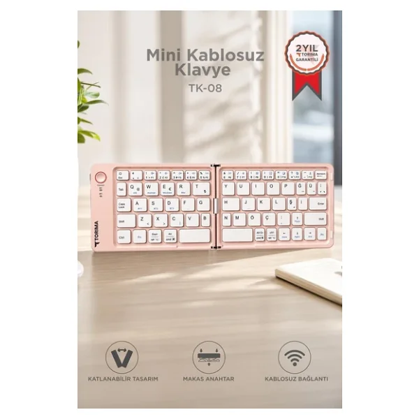Torima Tk-08 Pembe Şarjlı Tkl Kablosuz Klavye - Görsel 4