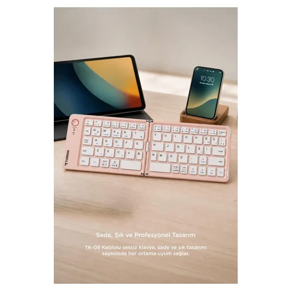 Torima Tk-08 Pembe Şarjlı Tkl Kablosuz Klavye - Görsel 6