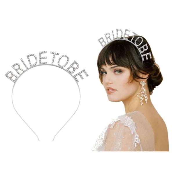 Gümüş Kaplama Kristal Taşlı Bride To Be Gelin Tacı - Görsel 5